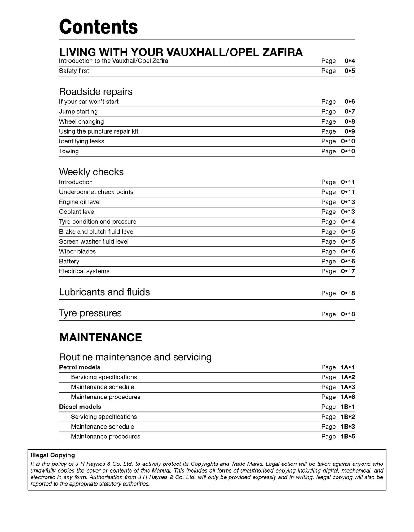 Vauxhall/Opel Zafira Petrol & Diesel (2005-2009) Haynes Repair Manual - Image 4
