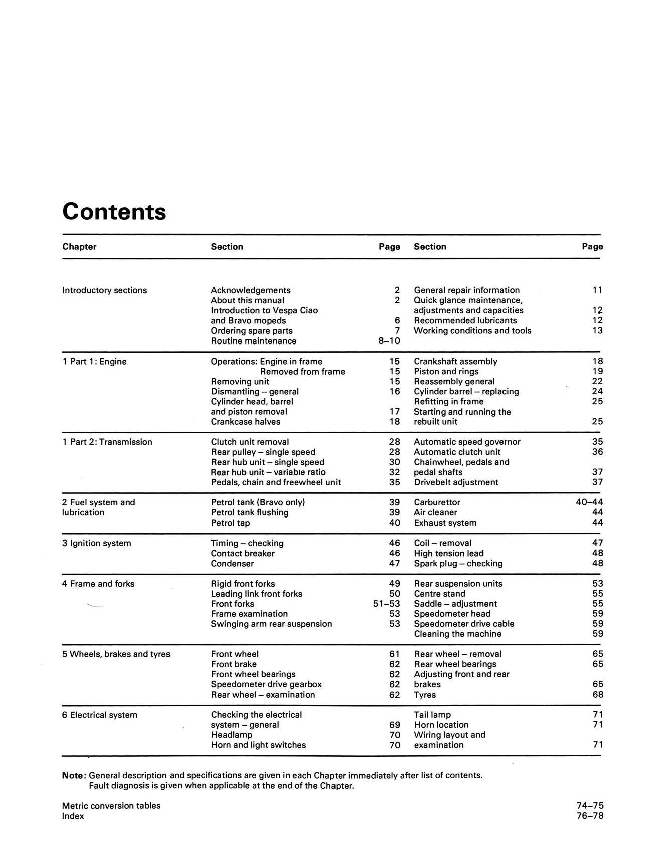 Vespa Ciao & Bravo (1968-1982) Haynes Repair Manual - Image 3