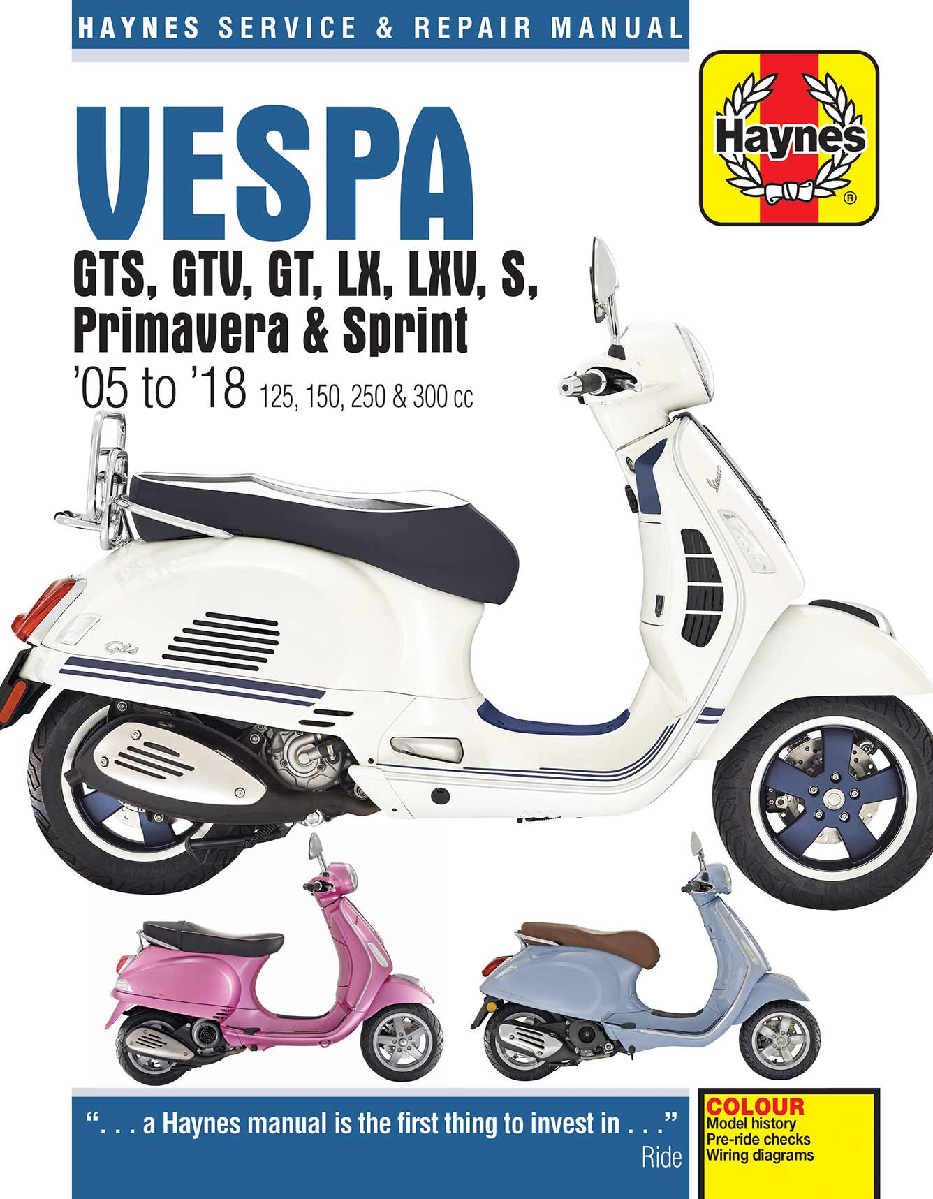 Vespa GTS, GTV, LX & S 125 to 300 (2005-2018) Haynes Repair Manual - Image 2