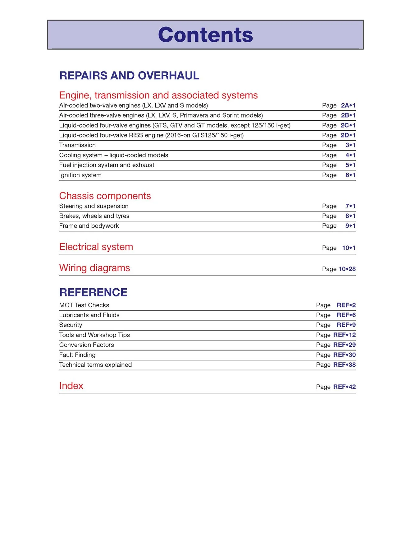 Vespa GTS, GTV, LX & S 125 to 300 (2005-2018) Haynes Repair Manual - Image 5
