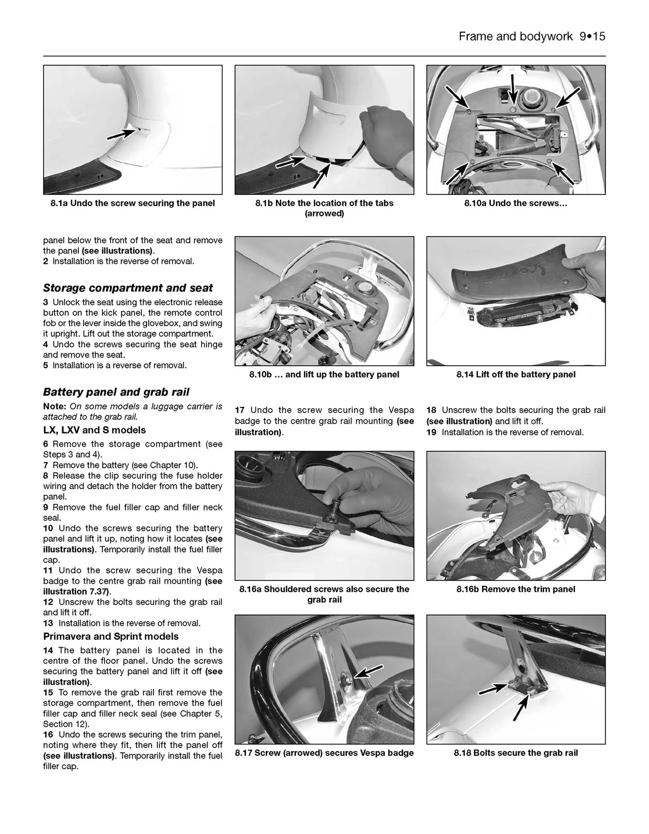 Vespa GTS, GTV, LX & S 125 to 300 (2005-2018) Haynes Repair Manual - Image 7
