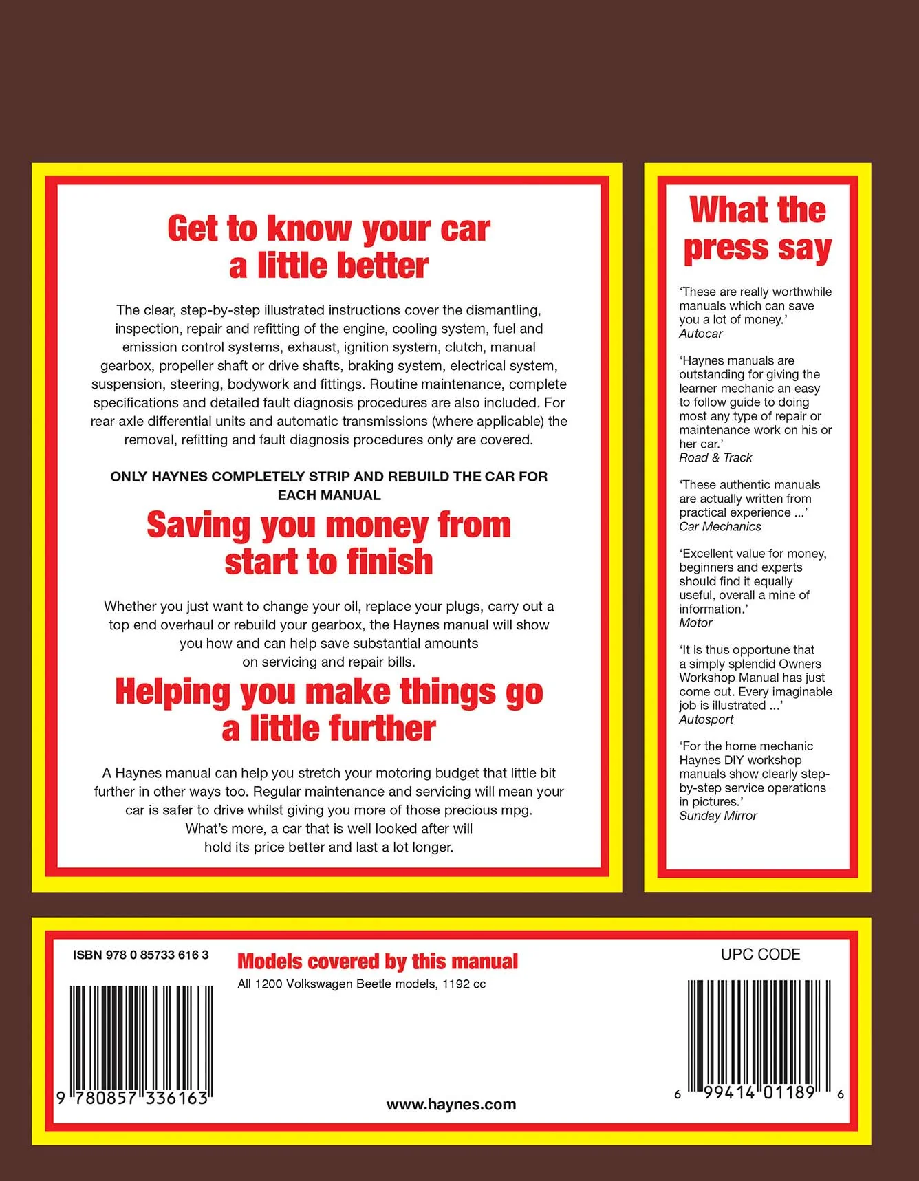 Volkswagen Beetle 1200 (1954-1977) Haynes Repair Manual - Image 2