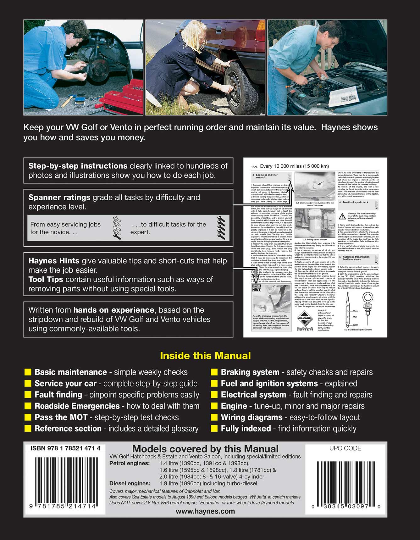 Volkswagen Golf & Vento Petrol & Diesel (Feb 1992-Mar 1998) Haynes Repair Manual - Image 2