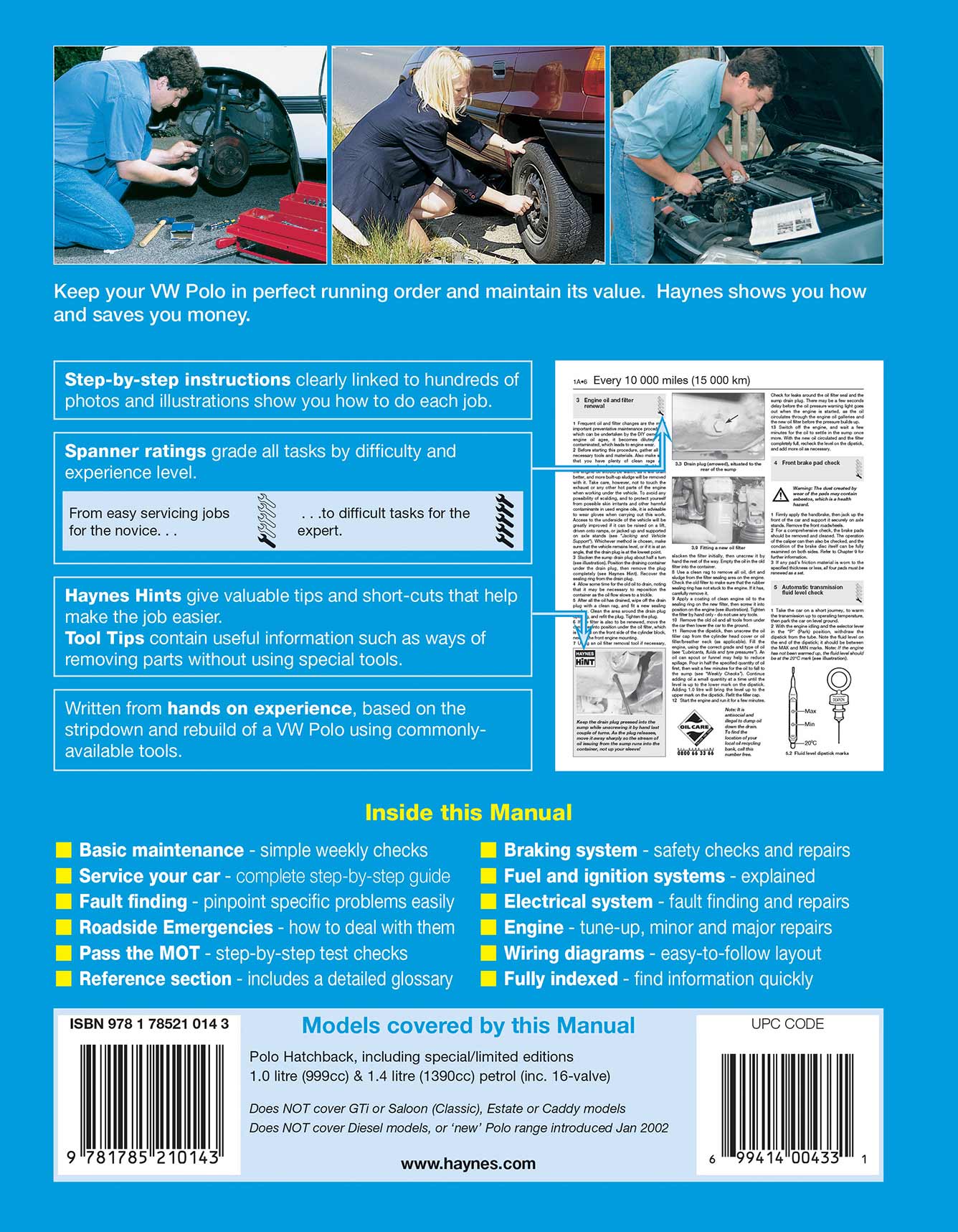 Volkswagen Polo Hatchback Petrol (2000-Jan 2002) Haynes Repair Manual - Image 3