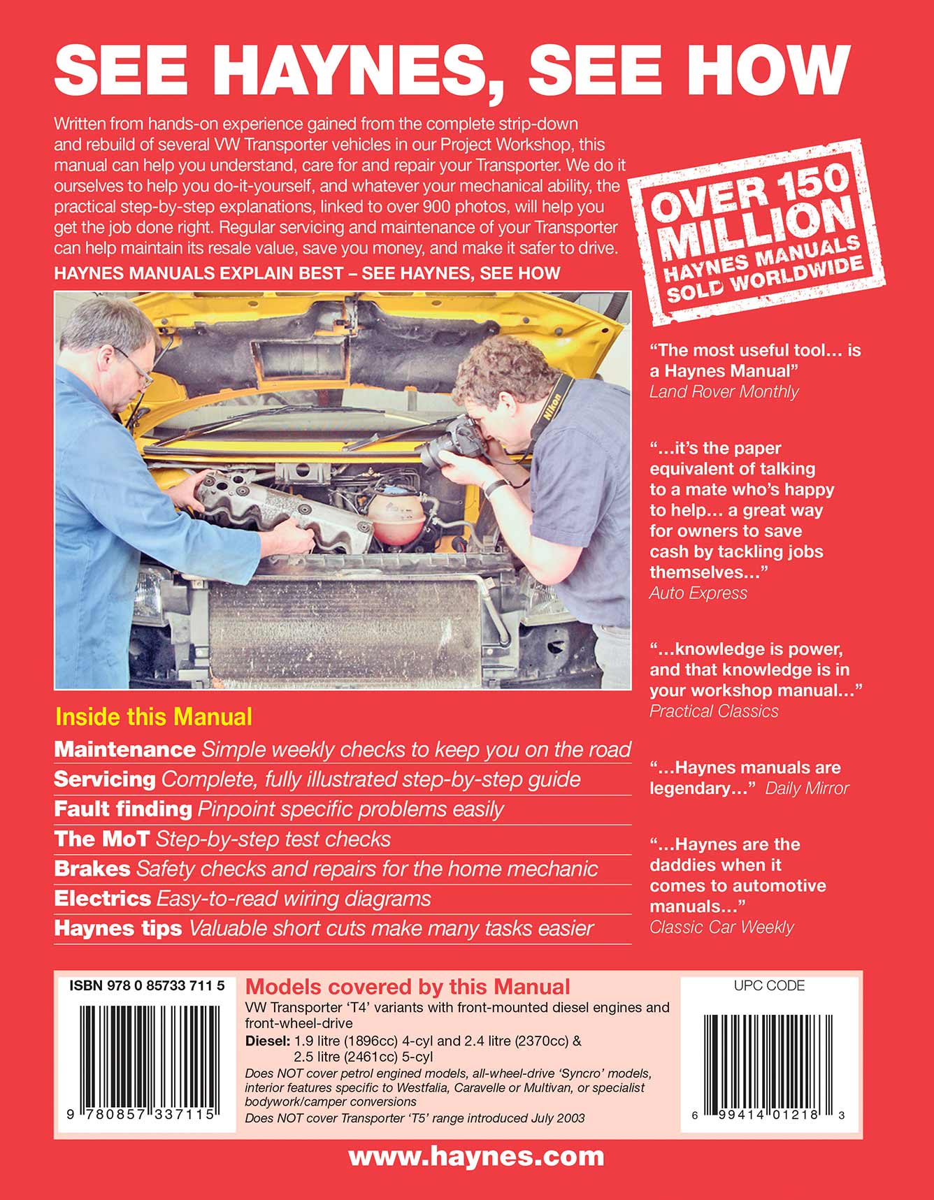 Volkswagen T4 Transporter Diesel (1990-June 2003) Haynes Repair Manual - Image 3