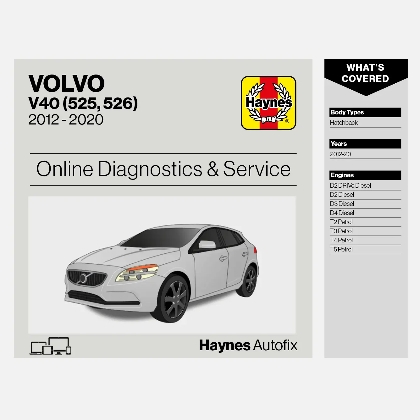 Volvo V40 (525, 526) 2012 to 2020 Haynes Online Diagnostics & Service Guide