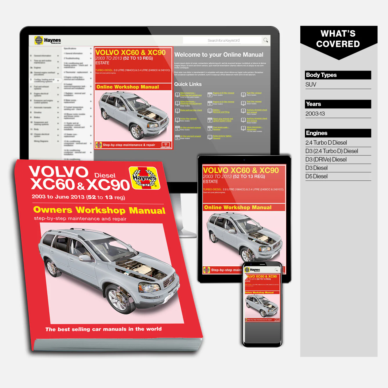 Volvo XC60 & XC90 Diesel (2003-2013) Haynes Repair Manual