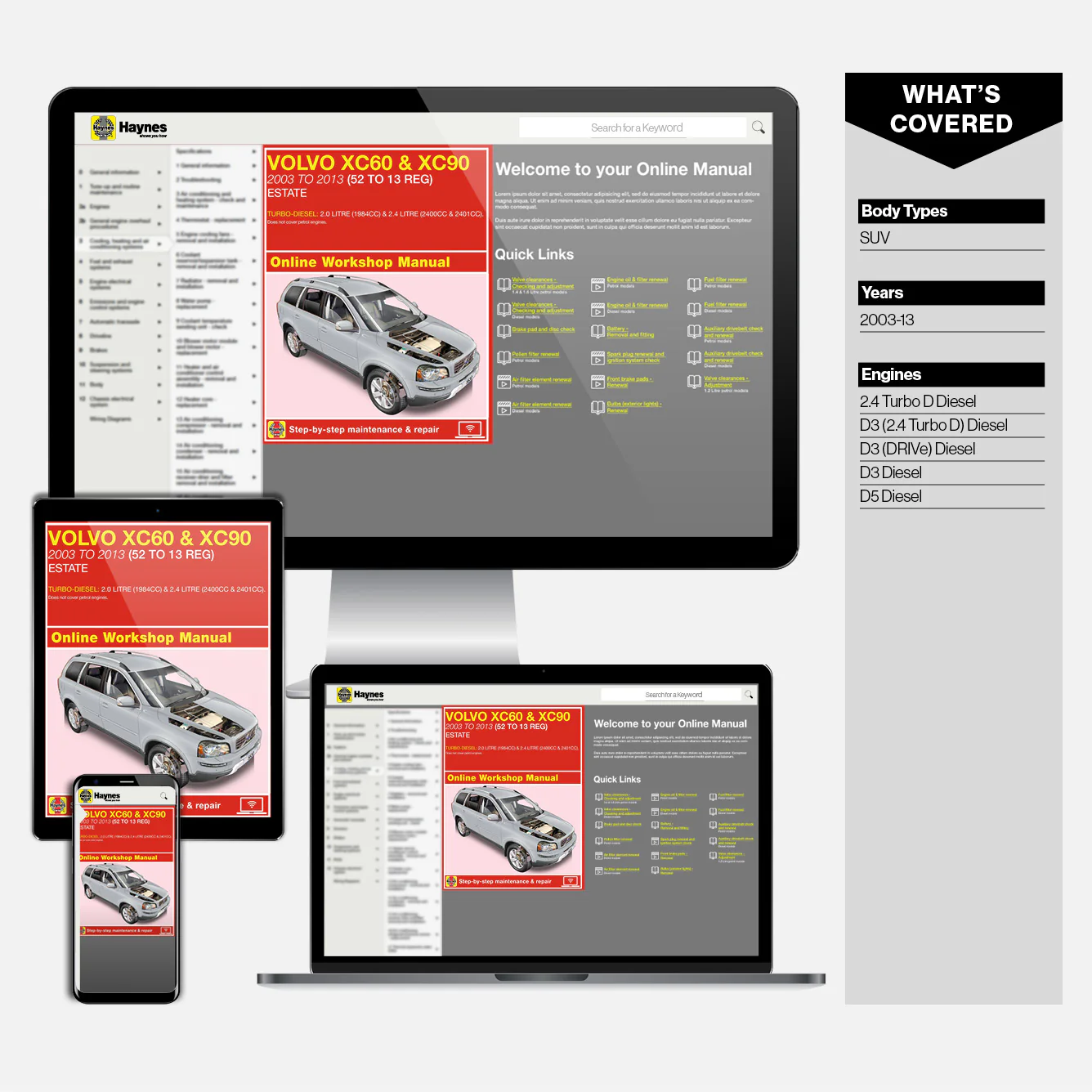 Volvo XC60 & XC90 Diesel (2003-2013) Haynes Repair Manual - Image 9