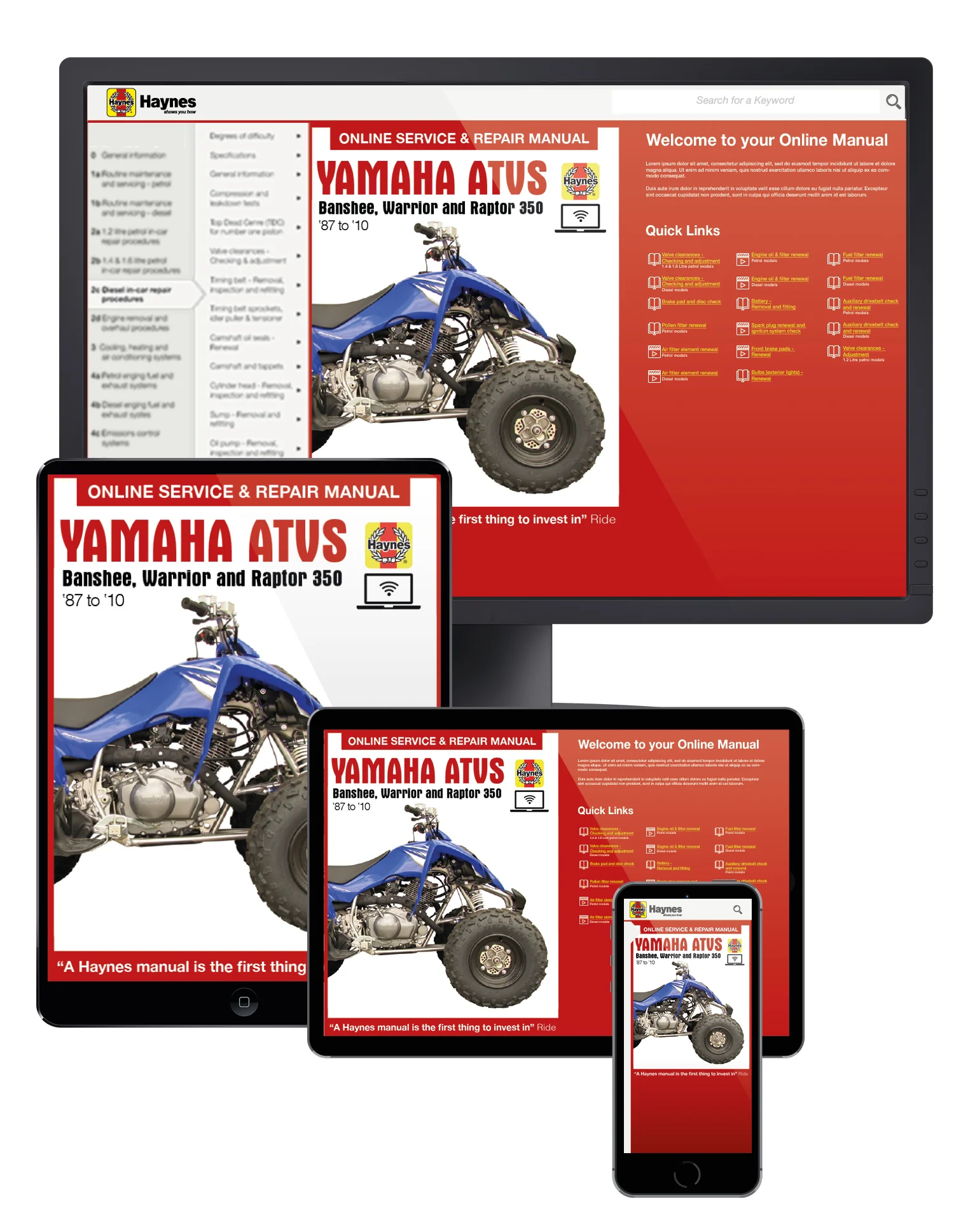 Yamaha Banshee Warrior & Raptor ATVs (1987-2010) Haynes Repair Manual - Image 2