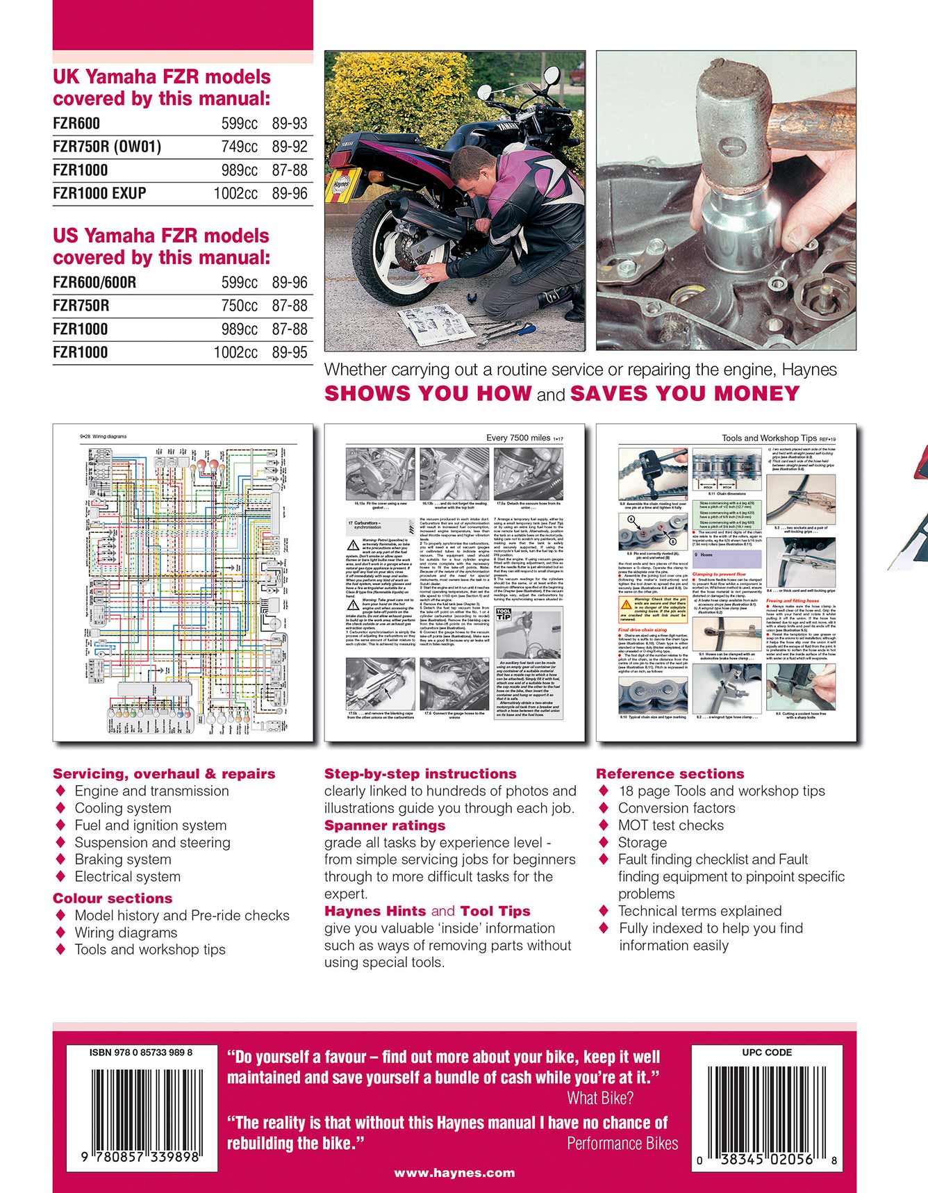 Yamaha FZR600, 750 & 1000 Fours (1987-1996) Haynes Repair Manual - Image 2