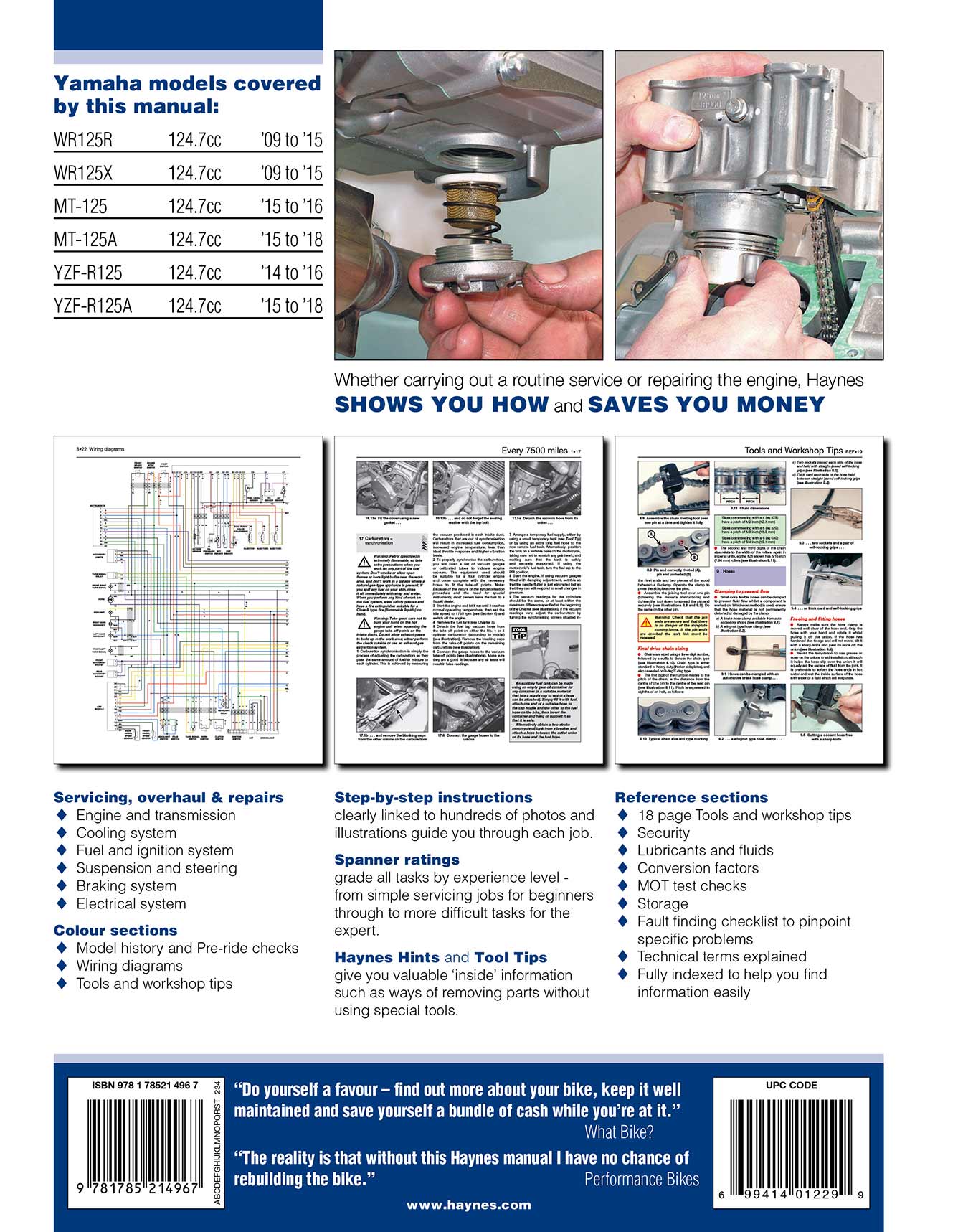 Yamaha MT-125, YZF-R125 (2014-2015) & WR125R/X (2009-2015) Haynes Repair Manual - Image 3
