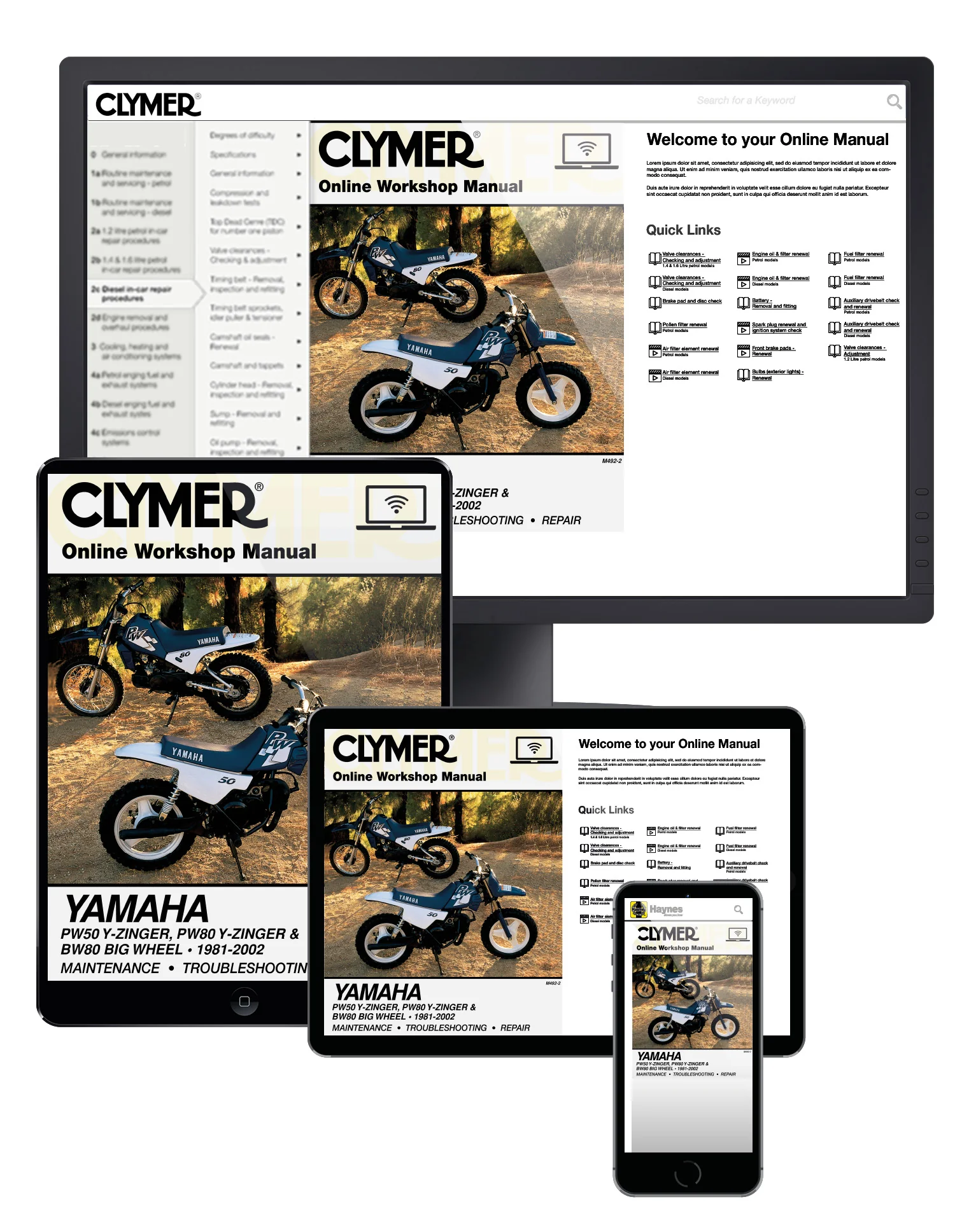 Yamaha PW50/80 Y-Zinger & BW80 Big Wheel Motorcycle (1981-2002) Clymer Repair Manual - Image 2