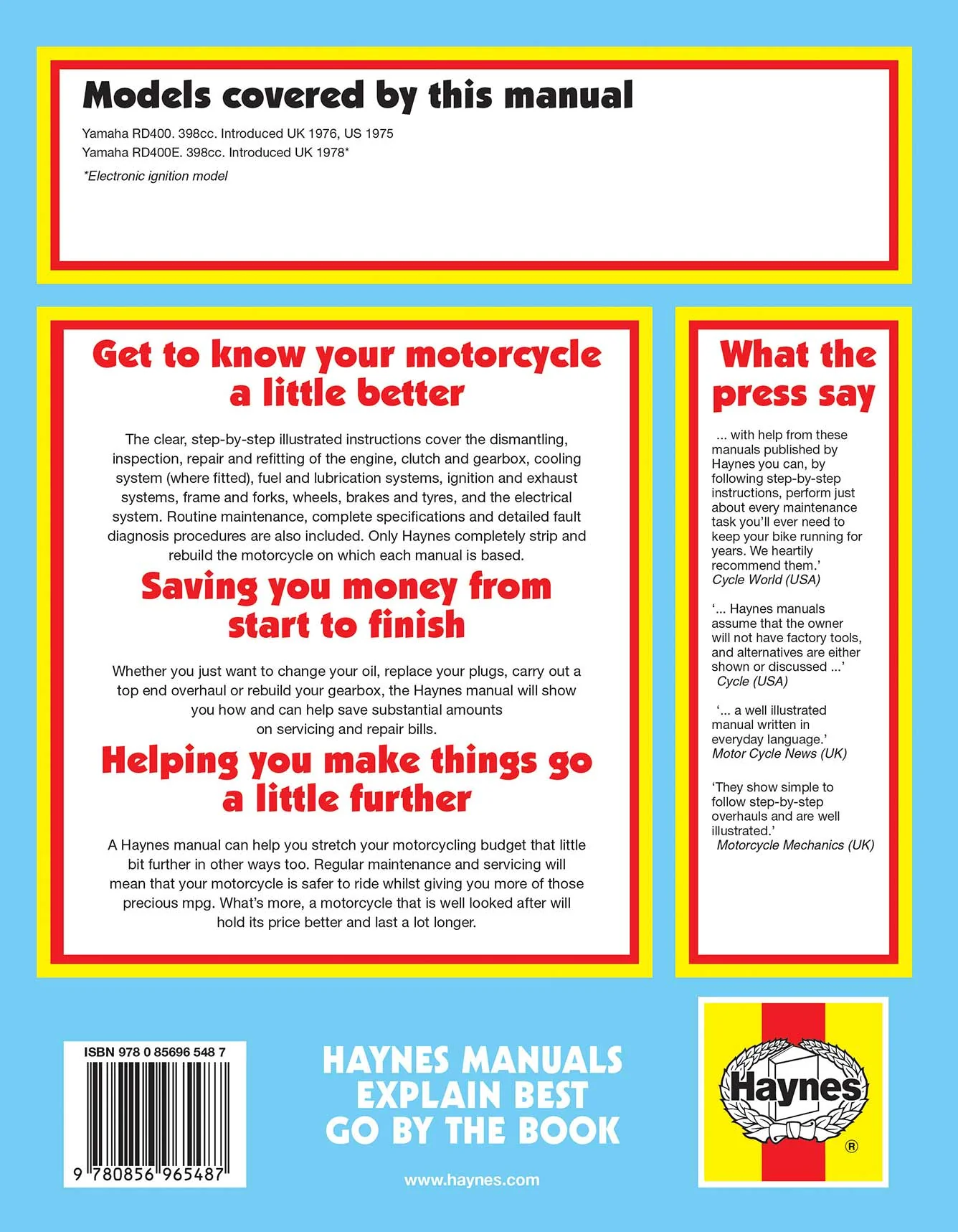 Yamaha RD400 Twin (1975-1979) Haynes Repair Manual - Image 2
