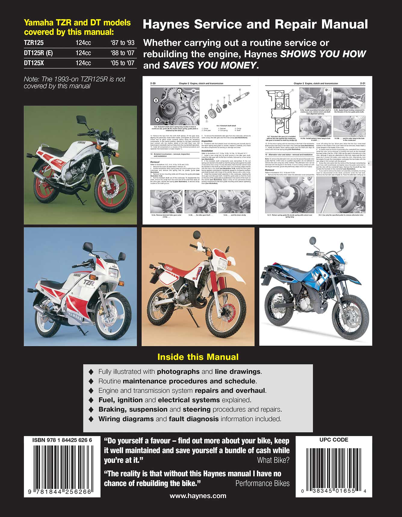 Yamaha TZR125 (1987-1993) & DT125R/X (1988-2007) Haynes Repair Manual - Image 2