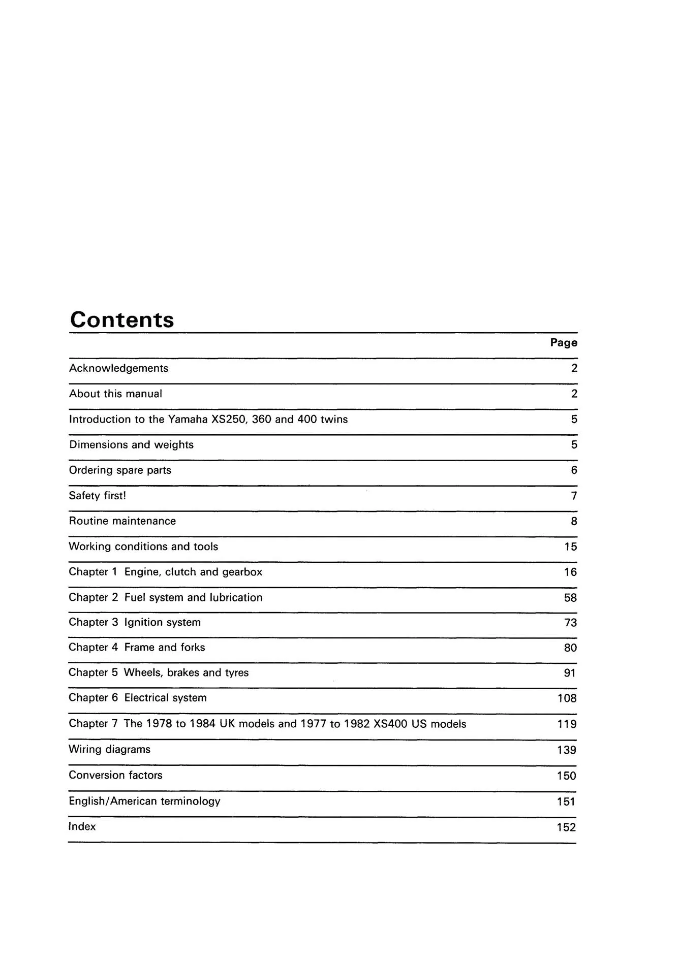 Yamaha XS250, 360 & 400 sohc Twins (1975-1984) Haynes Repair Manual - Image 3