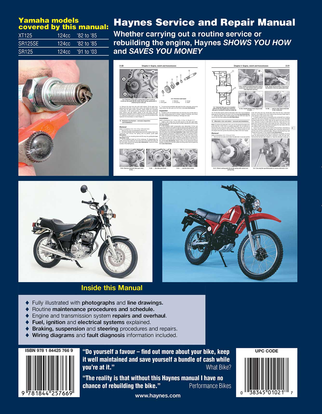 Yamaha XT & SR125 (1982-2003) Haynes Repair Manual - Image 2