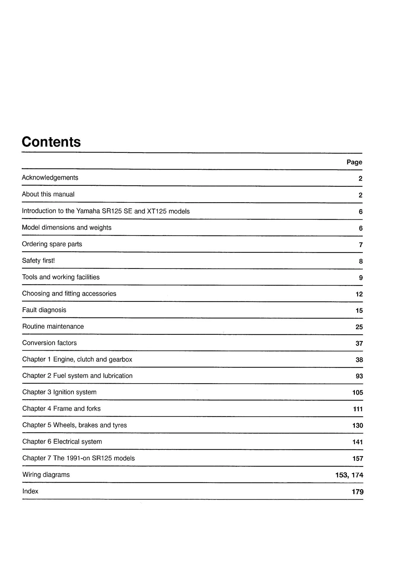 Yamaha XT & SR125 (1982-2003) Haynes Repair Manual - Image 3