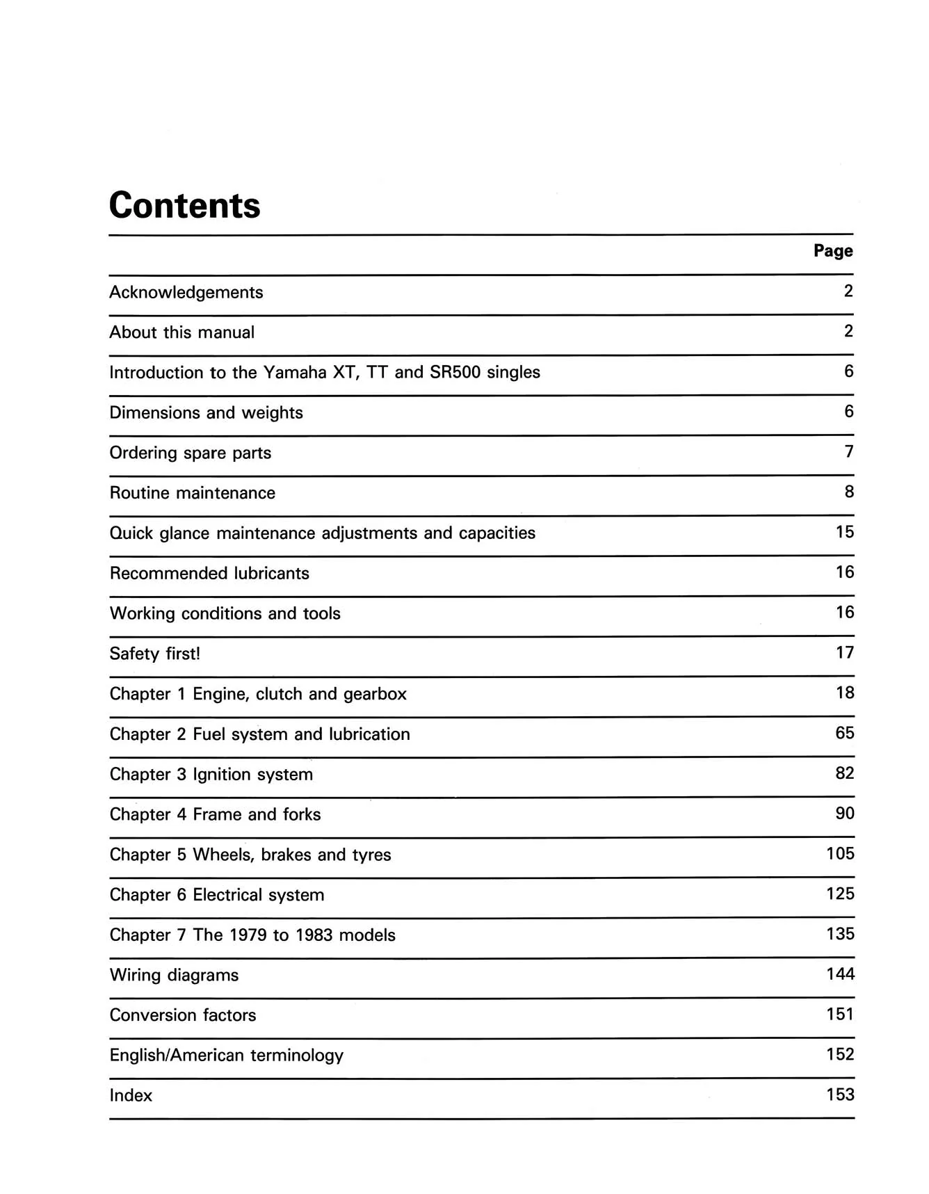 Yamaha XT, TT & SR500 Singles (1975-1983) Haynes Repair Manual - Image 3